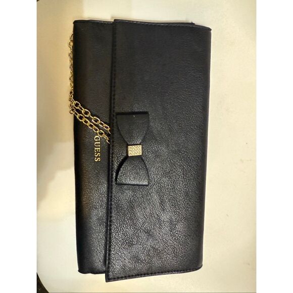 Guess Women's Faux Leather Chain Strap Bella Travel Clutch Black OS NWOT - Picture 11 of 11